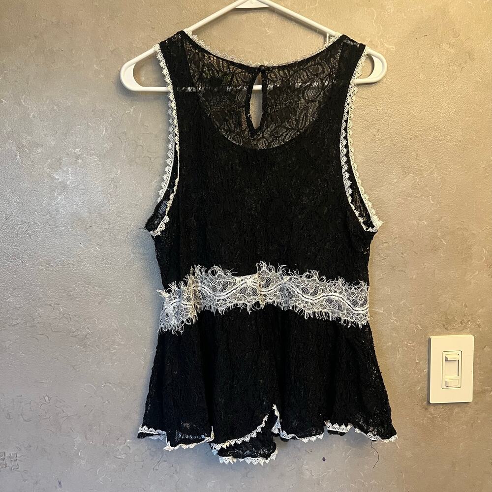 Vintage Forever 21 Black Lace Peplum Babydoll Tank Top Goth Coquette Plus Sz 1X - Picture 4 of 11
